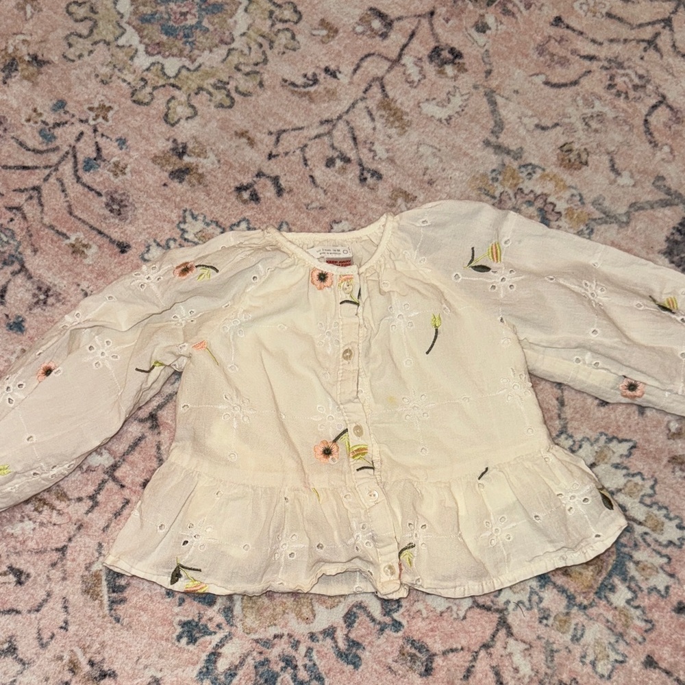 Embroidered Kids Blouse - Cream